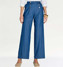 Pull On Denim Trouser with Button Front Detail - LT307